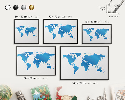 Panou magnetic mural decorativ cadru negru Harta lumii