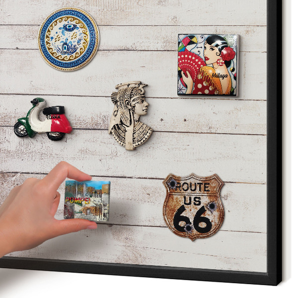 Panou magnetic mural decorativ cadru negru Lemn deschis