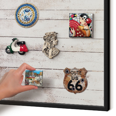Panou magnetic mural decorativ cadru negru Lemn deschis
