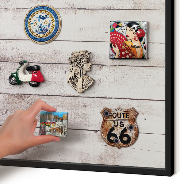Panou magnetic mural decorativ cadru negru Lemn deschis