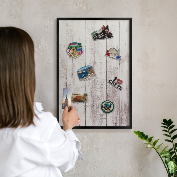 Panou magnetic mural decorativ cadru negru Lemn deschis