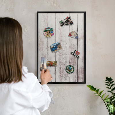 Panou magnetic mural decorativ cadru negru Lemn deschis