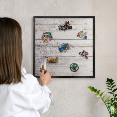 Panou magnetic mural decorativ cadru negru Lemn deschis
