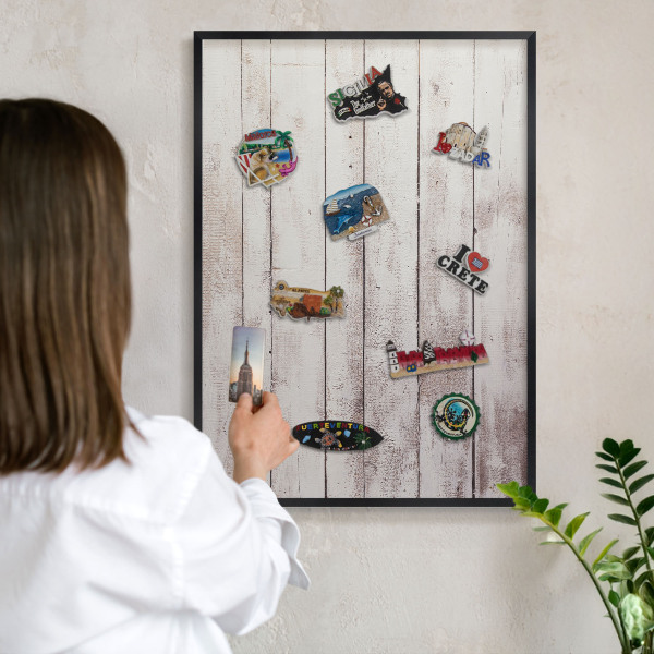 Panou magnetic mural decorativ cadru negru Lemn deschis