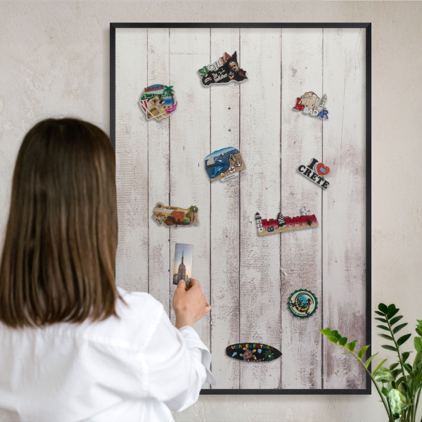 Panou magnetic mural decorativ cadru negru Lemn deschis
