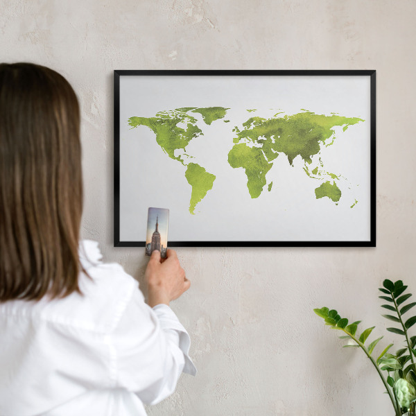 Panou magnetic mural decorativ cadru negru Hartă verde