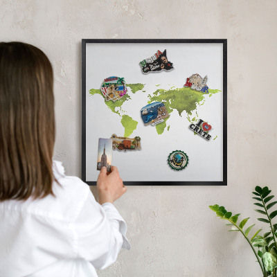Panou magnetic mural decorativ cadru negru Hartă verde