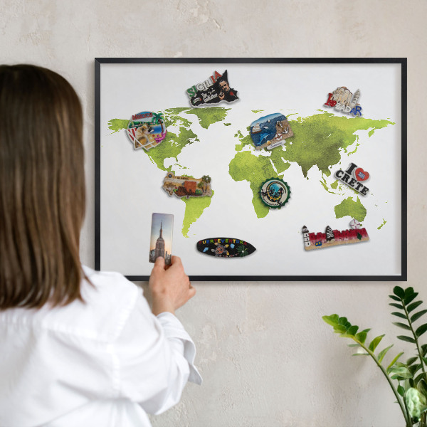 Panou magnetic mural decorativ cadru negru Hartă verde