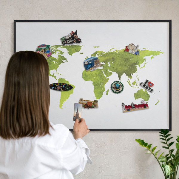 Panou magnetic mural decorativ cadru negru Hartă verde