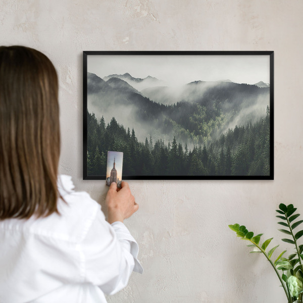 Panou magnetic mural decorativ cadru negru Munți verzi