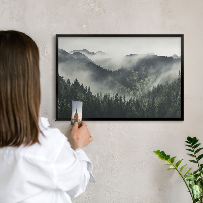 Panou magnetic mural decorativ cadru negru Munți verzi
