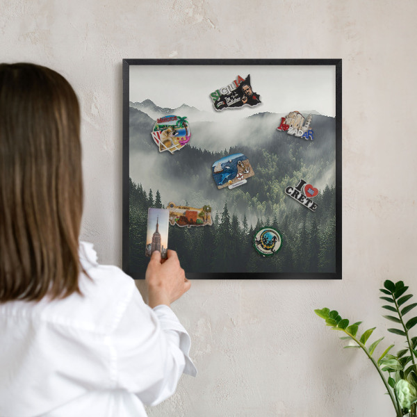 Panou magnetic mural decorativ cadru negru Munți verzi