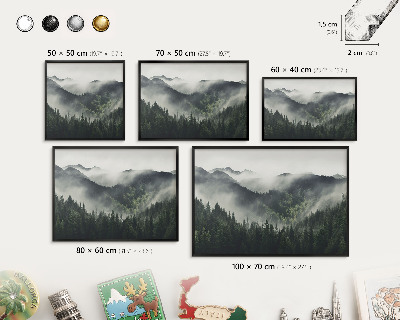 Panou magnetic mural decorativ cadru negru Munți verzi