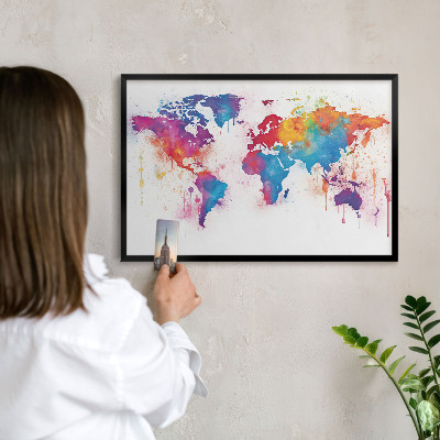 Panou magnetic mural decorativ cadru negru Hartă de culori