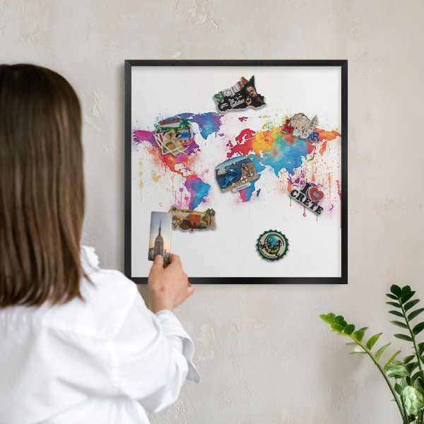 Panou magnetic mural decorativ cadru negru Hartă de culori