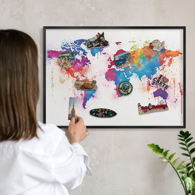 Panou magnetic mural decorativ cadru negru Hartă de culori