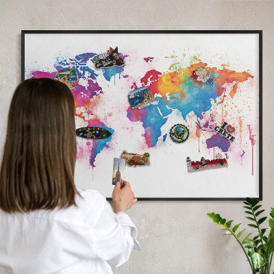 Panou magnetic mural decorativ cadru negru Hartă de culori