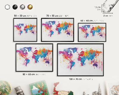 Panou magnetic mural decorativ cadru negru Hartă de culori