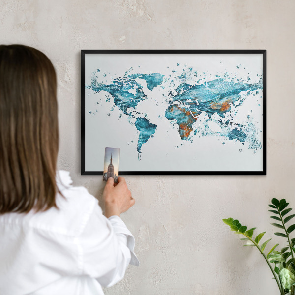 Panou magnetic mural decorativ cadru negru Harta apei