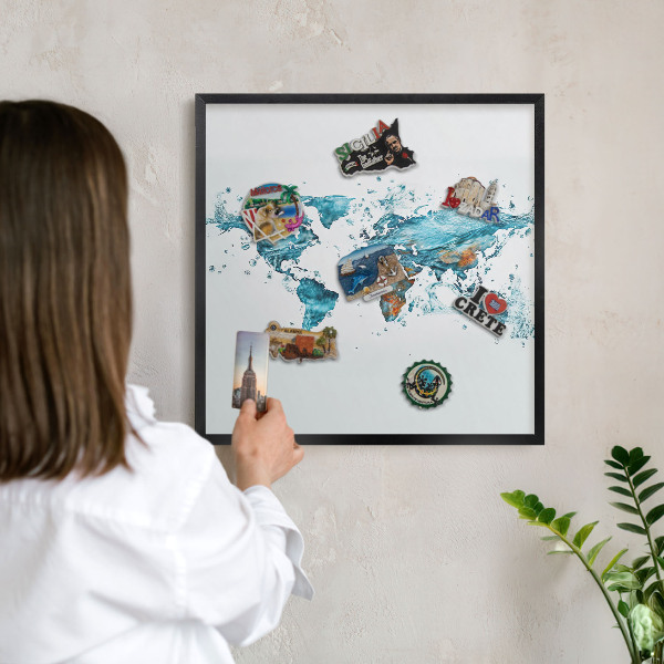 Panou magnetic mural decorativ cadru negru Harta apei