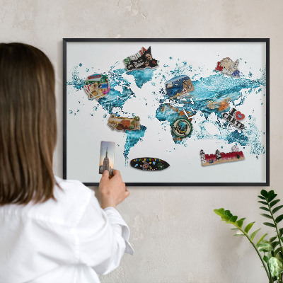 Panou magnetic mural decorativ cadru negru Harta apei