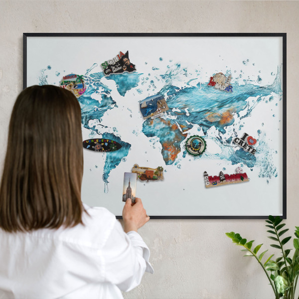 Panou magnetic mural decorativ cadru negru Harta apei