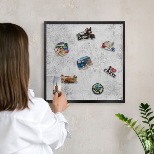 Panou magnetic mural decorativ cadru negru Beton brut