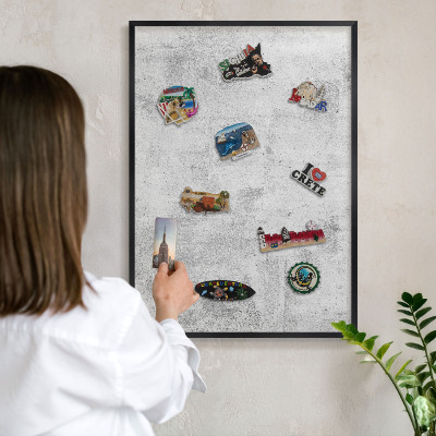 Panou magnetic mural decorativ cadru negru Beton brut