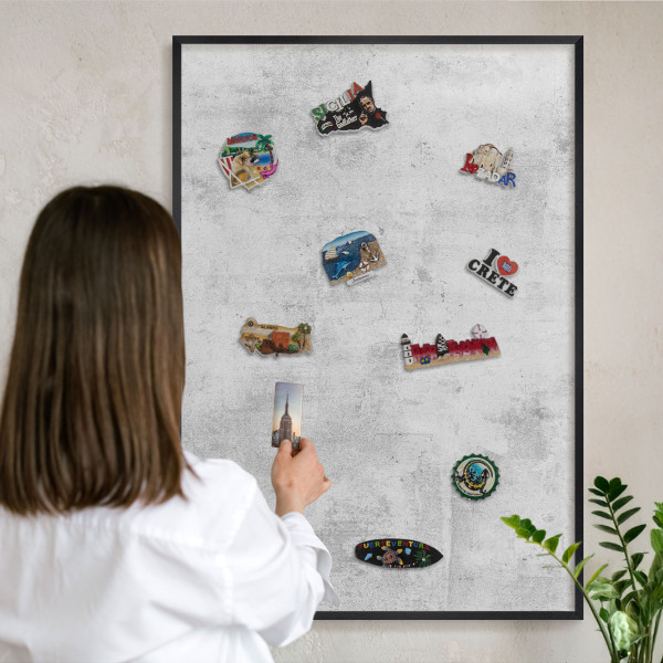 Panou magnetic mural decorativ cadru negru Beton brut