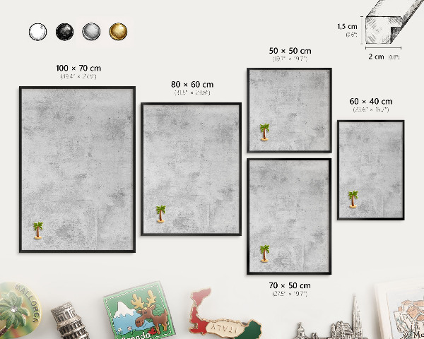 Panou magnetic mural decorativ cadru negru Beton brut