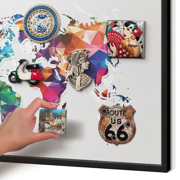 Panou magnetic mural decorativ cadru negru Harta lumii