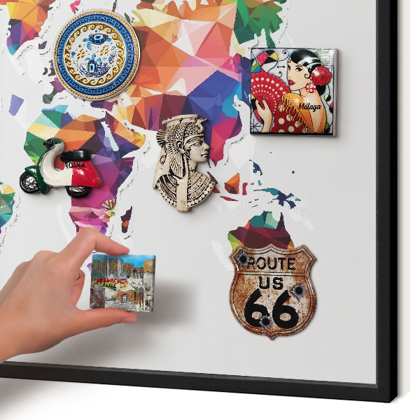 Panou magnetic mural decorativ cadru negru Harta lumii