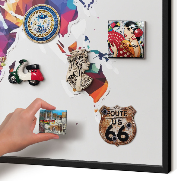 Panou magnetic mural decorativ cadru negru Harta lumii