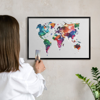 Panou magnetic mural decorativ cadru negru Harta lumii