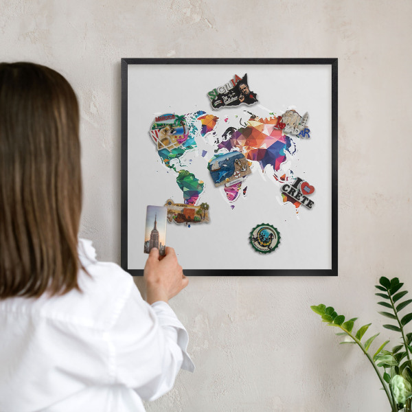 Panou magnetic mural decorativ cadru negru Harta lumii