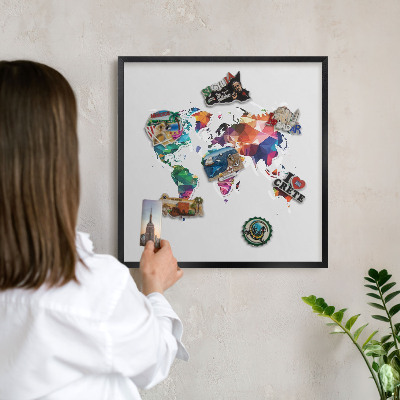 Panou magnetic mural decorativ cadru negru Harta lumii