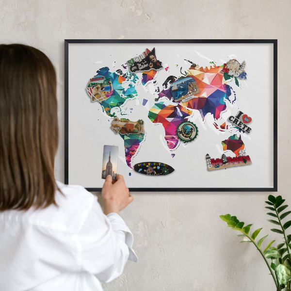 Panou magnetic mural decorativ cadru negru Harta lumii