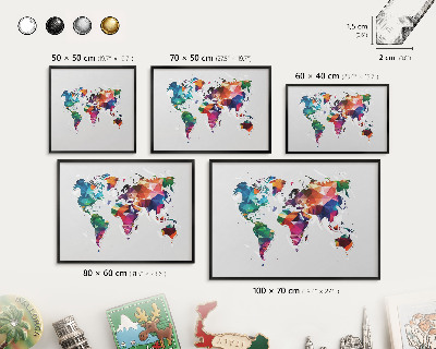 Panou magnetic mural decorativ cadru negru Harta lumii
