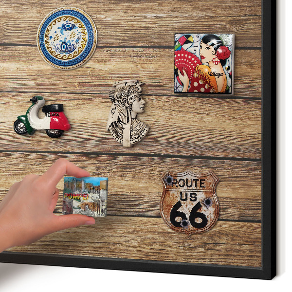 Panou magnetic mural decorativ cadru negru Textură de lemn