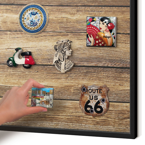 Panou magnetic mural decorativ cadru negru Textură de lemn