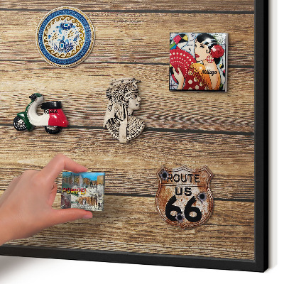 Panou magnetic mural decorativ cadru negru Textură de lemn
