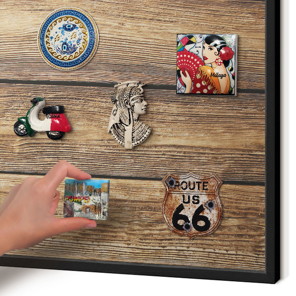 Panou magnetic mural decorativ cadru negru Textură de lemn