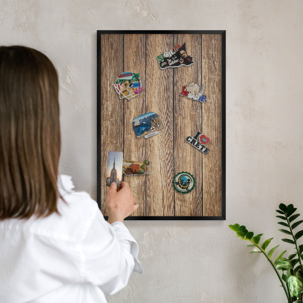 Panou magnetic mural decorativ cadru negru Textură de lemn
