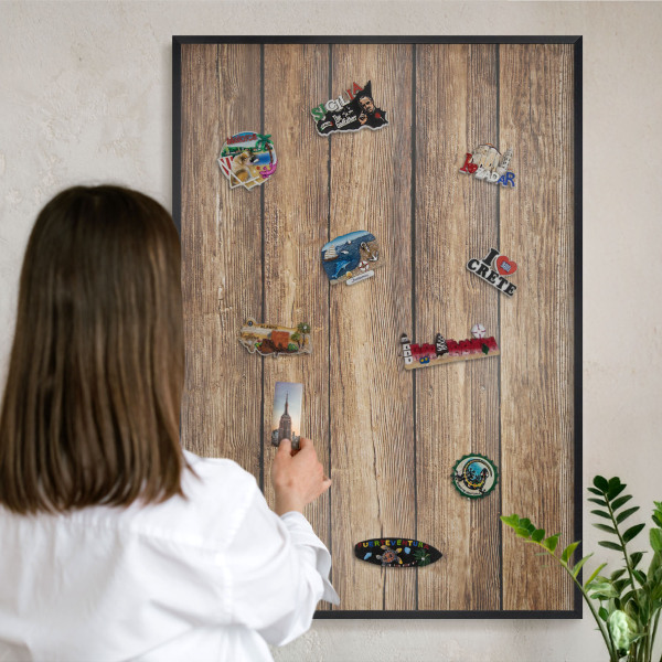 Panou magnetic mural decorativ cadru negru Textură de lemn
