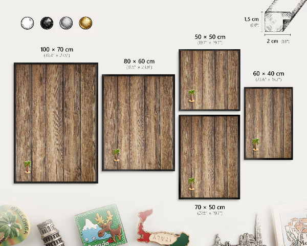 Panou magnetic mural decorativ cadru negru Textură de lemn
