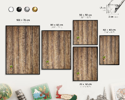 Panou magnetic mural decorativ cadru negru Textură de lemn