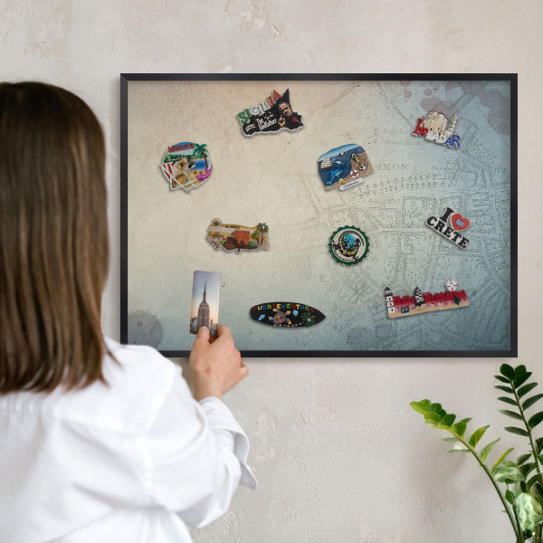Panou magnetic mural decorativ cadru negru Hartă veche