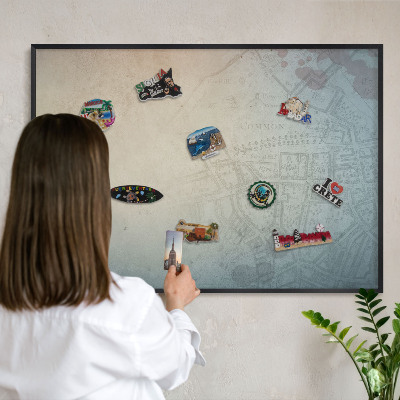 Panou magnetic mural decorativ cadru negru Hartă veche