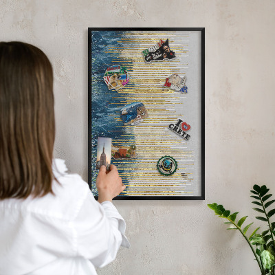Panou magnetic mural decorativ cadru negru Pădure abstractă