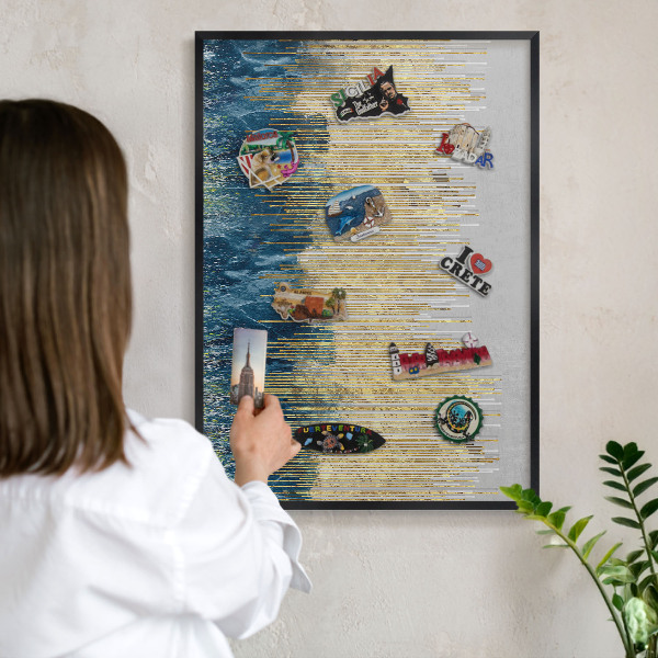 Panou magnetic mural decorativ cadru negru Pădure abstractă